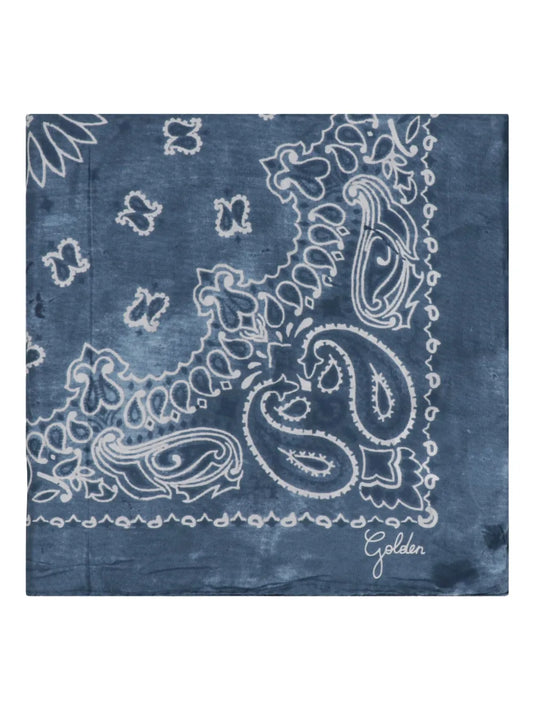 GOLDEN GOOSE FOULARD PAISLEY DENIM BLUE