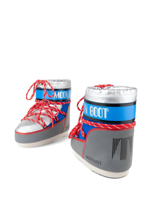 MOON BOOT ICON LOW SPACE RACING SILVER BLU