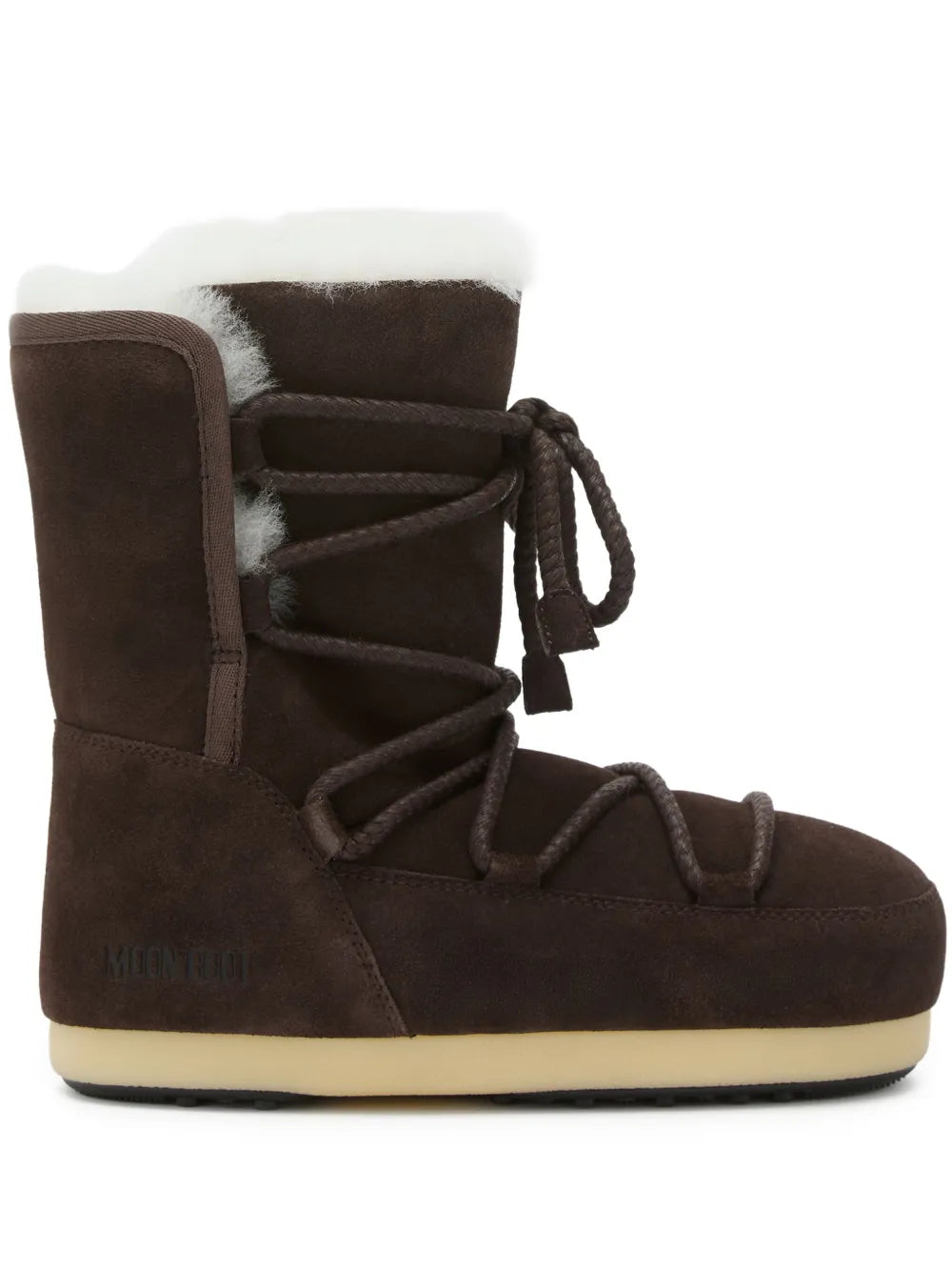 MOON BOOT EVX SUEDE SHEARLING DARK BROWN