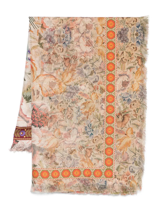PIERRE-LOUIS MASCIA SCIARPA ALOE 135X195 FIORI ARANCIO