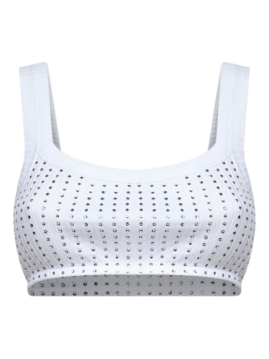 THE ATTICO TOP BRA CRISTALLI WHITE