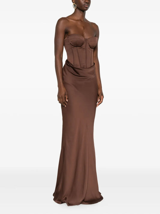 ROTATE ABITO BUSTIER COFFEE