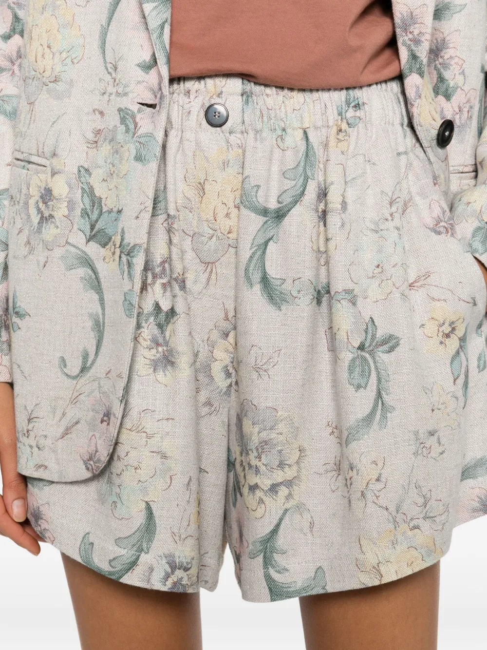 FORTE FORTE SHORT "PEONIA MY LOVE " GLICINE