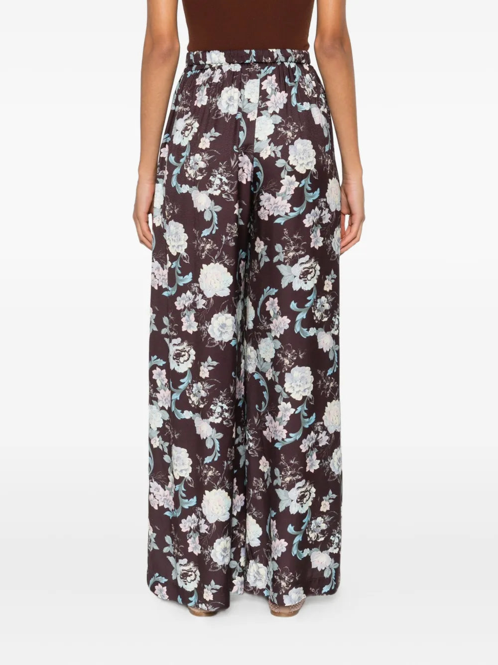 FORTE FORTE PANTALONI FIORI CHOCOLAT