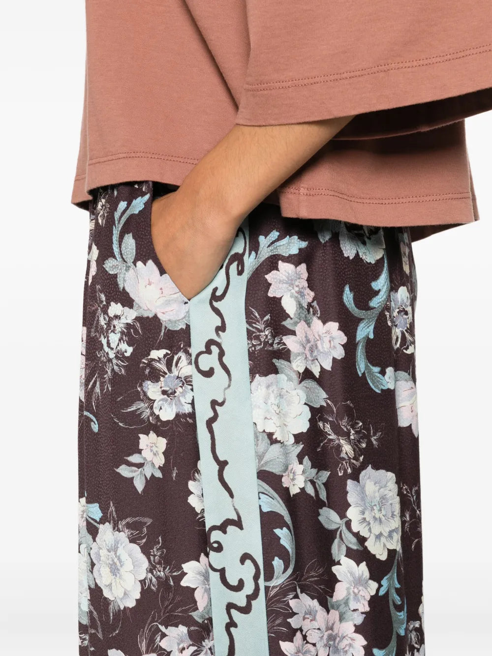 FORTE FORTE PANTALONI FIORI CHOCOLAT
