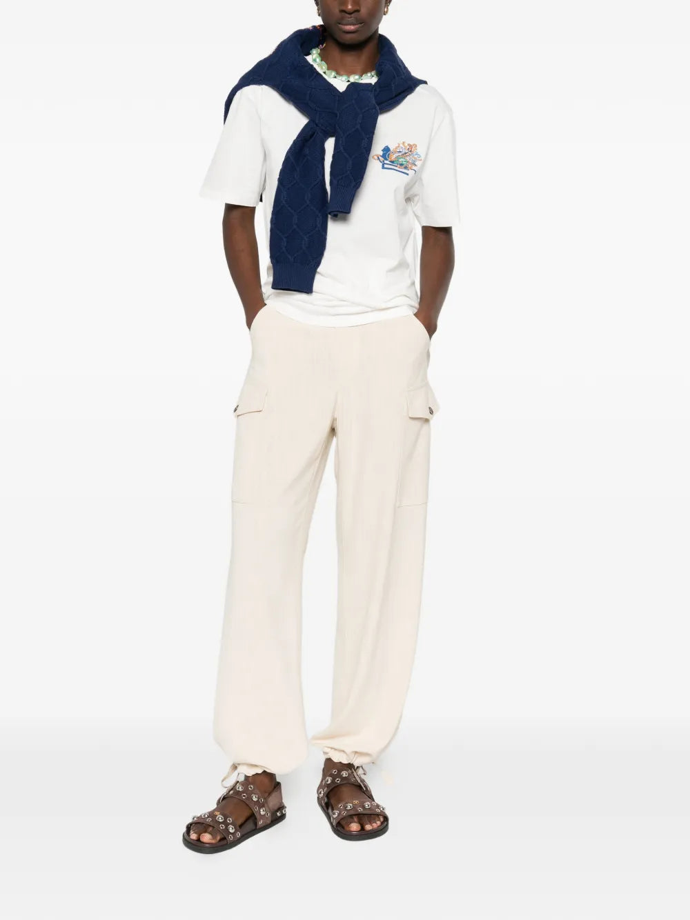 ETRO T SHIRT CON LOGO PANNA