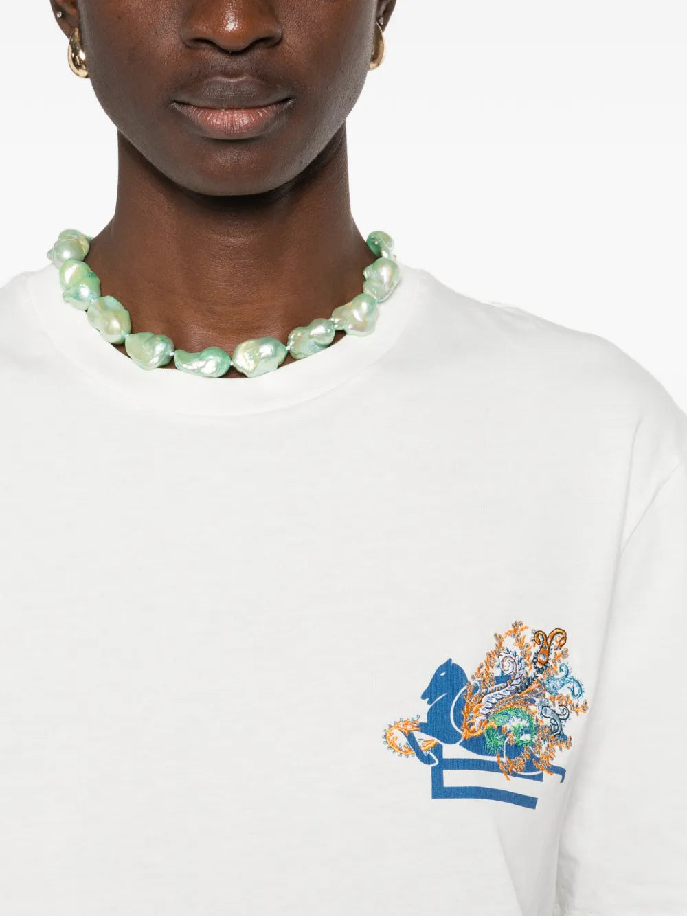 ETRO T SHIRT CON LOGO PANNA