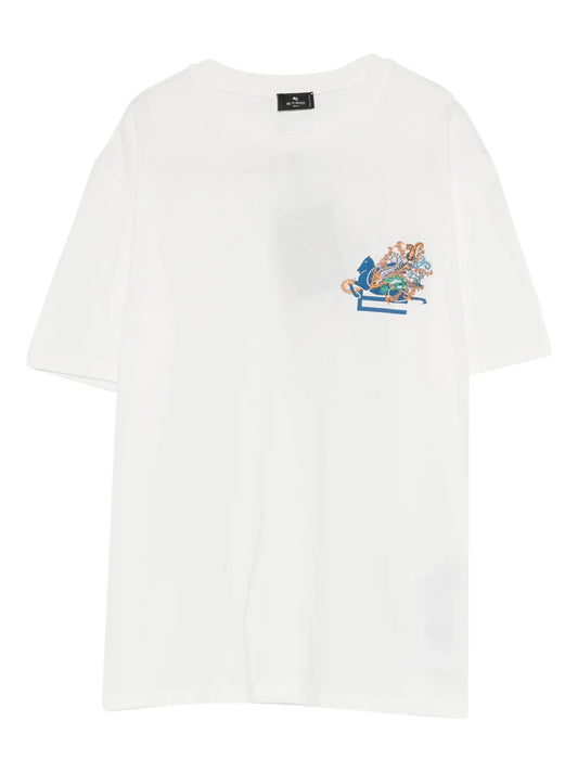 ETRO T SHIRT CON LOGO PANNA