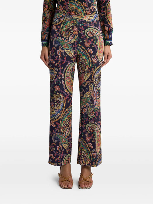 ETRO PANTALONI PAISLEY BLU