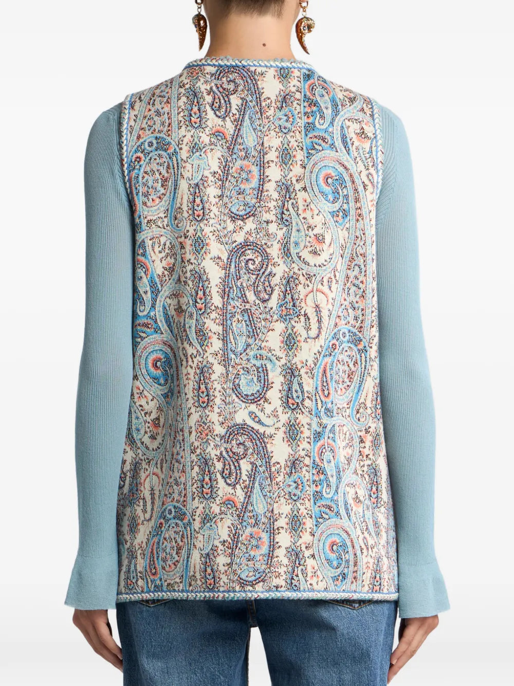 ETRO GILET PAISLEY AZZURRO