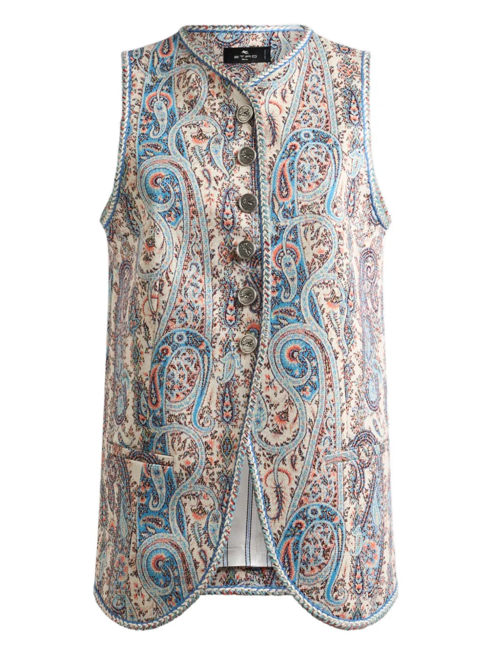 ETRO GILET PAISLEY AZZURRO