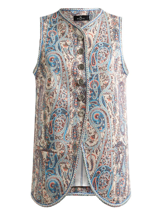 ETRO GILET PAISLEY AZZURRO