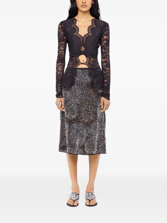 RABANNE MAGLIA PIZZO BLACK