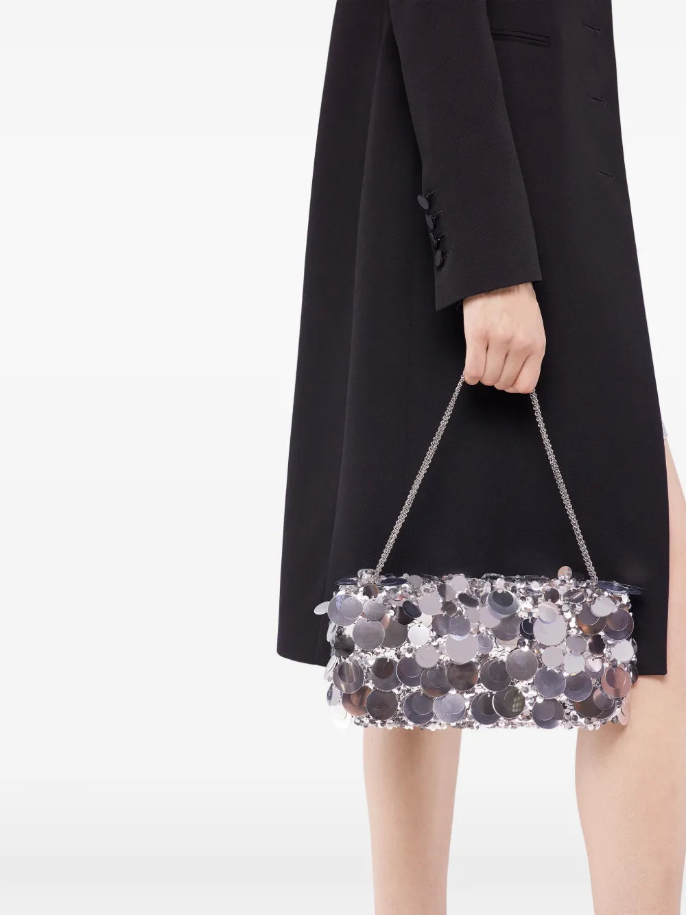 RABANNE BORSA PAILLETTES ARGENTO