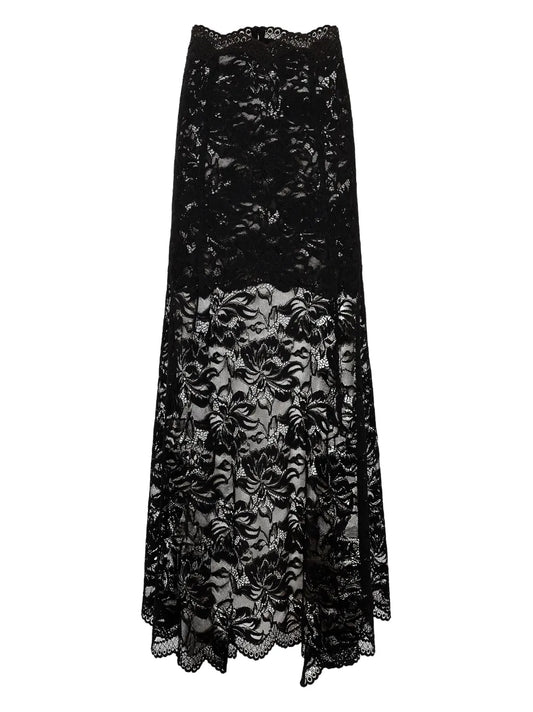 RABANNE GONNA LUNGA PIZZO NERO