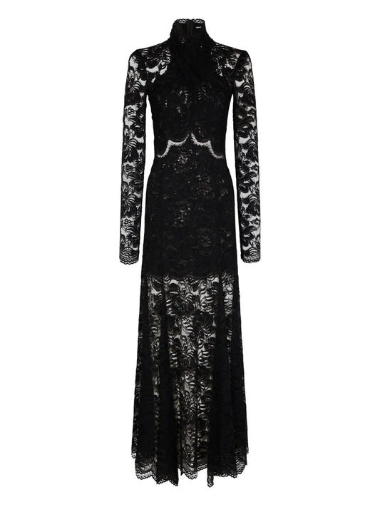 RABANNE ABITO LUNGO PIZZO BLACK