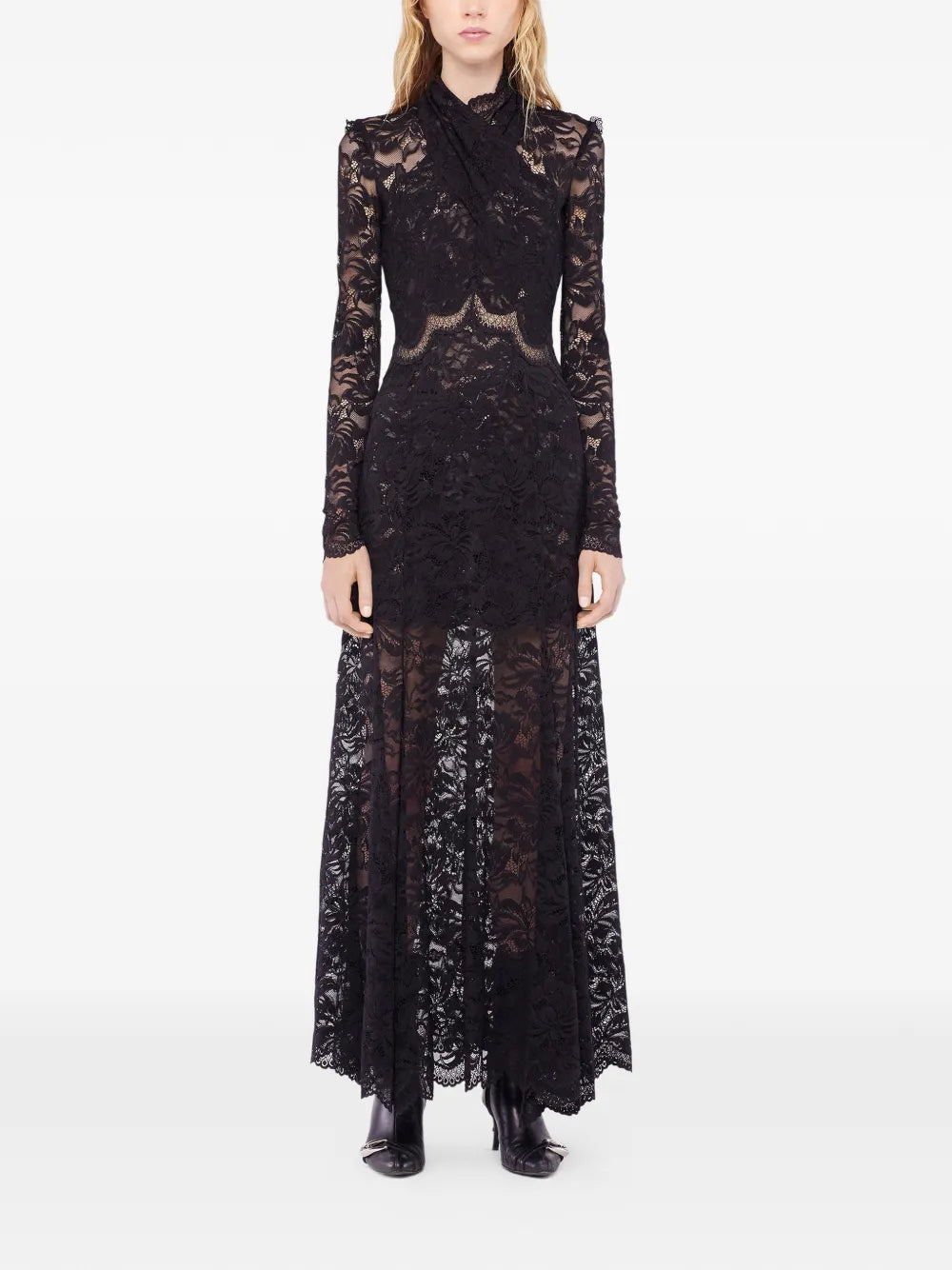 RABANNE ABITO LUNGO PIZZO BLACK