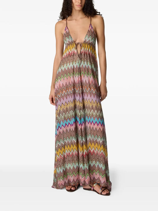 MISSONI ABITO  SPALLINE SOTTILI MULTICOLOR