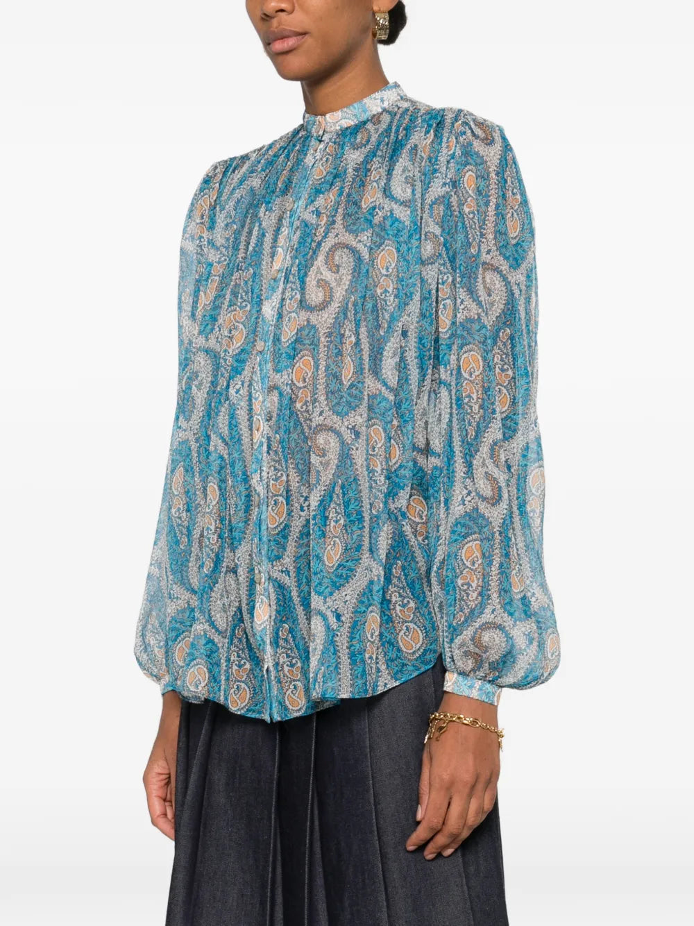 ETRO CAMICIA PAISLEY SETA AZZURRO