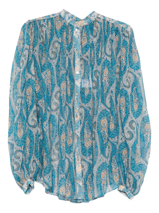 ETRO CAMICIA PAISLEY SETA AZZURRO