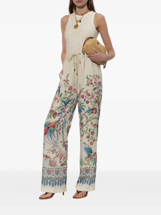 ETRO PANTALONI FIORI BIANCO