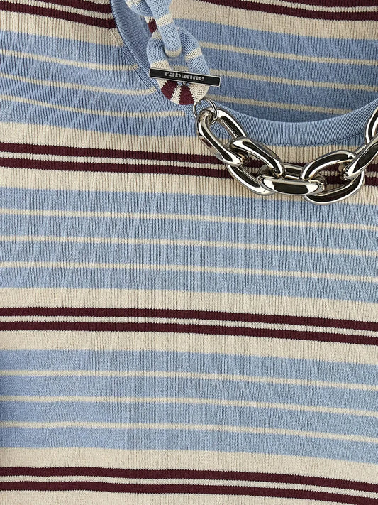RABANNE MAGLIA CATENA A RIGHE AZZURRO