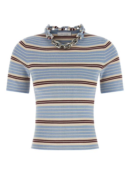 RABANNE MAGLIA CATENA A RIGHE AZZURRO