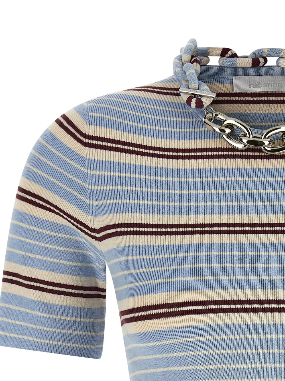 RABANNE MAGLIA CATENA A RIGHE AZZURRO