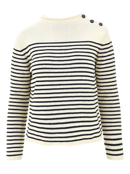 WEEKEND MAX MARA MAGLIONE QUADRO ECRU/BLU