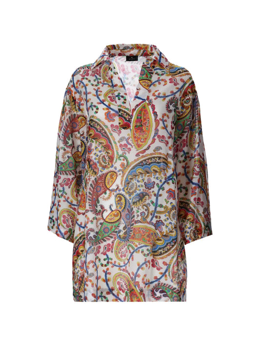 ETRO CAMICIA KIMONO PAISLEY BIANCO