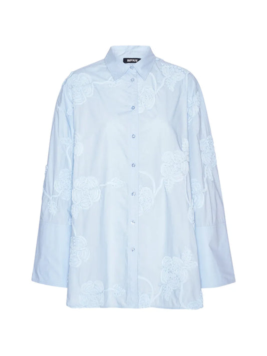 ROTATE CAMICIA A FIORI AZZURRO