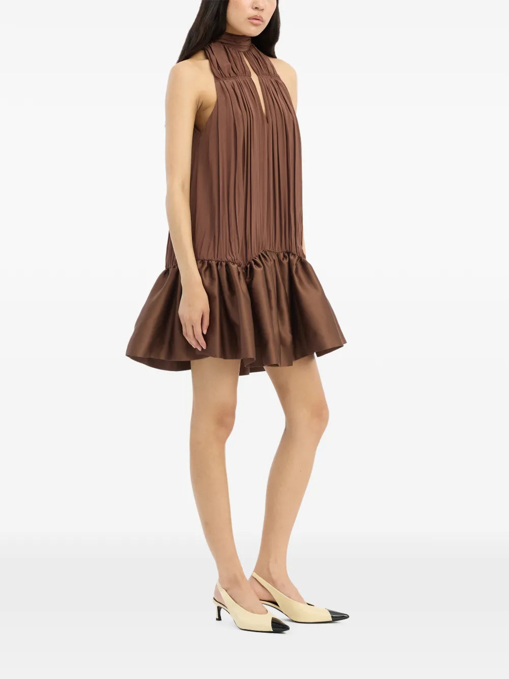ROTATE ABITO MIDI ARRICCIATO BROWN