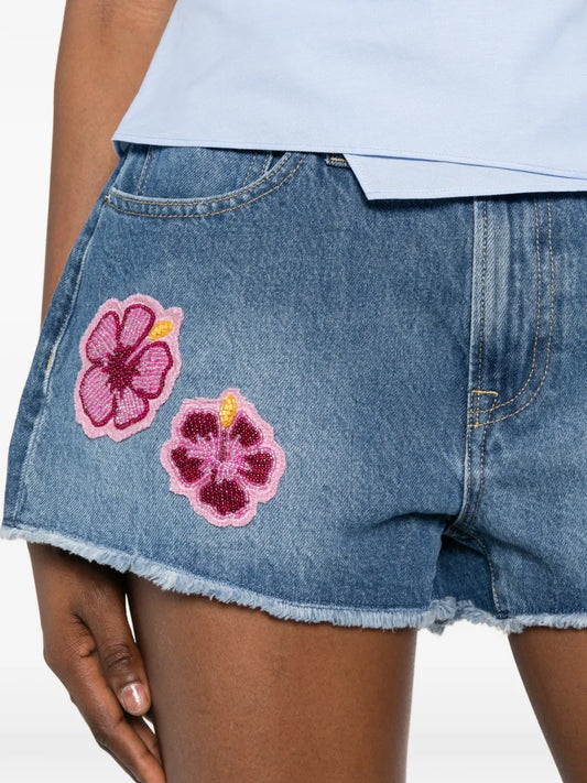 MC2 ST.BARTH SHORT MUSE DENIM "HIBISCUS"