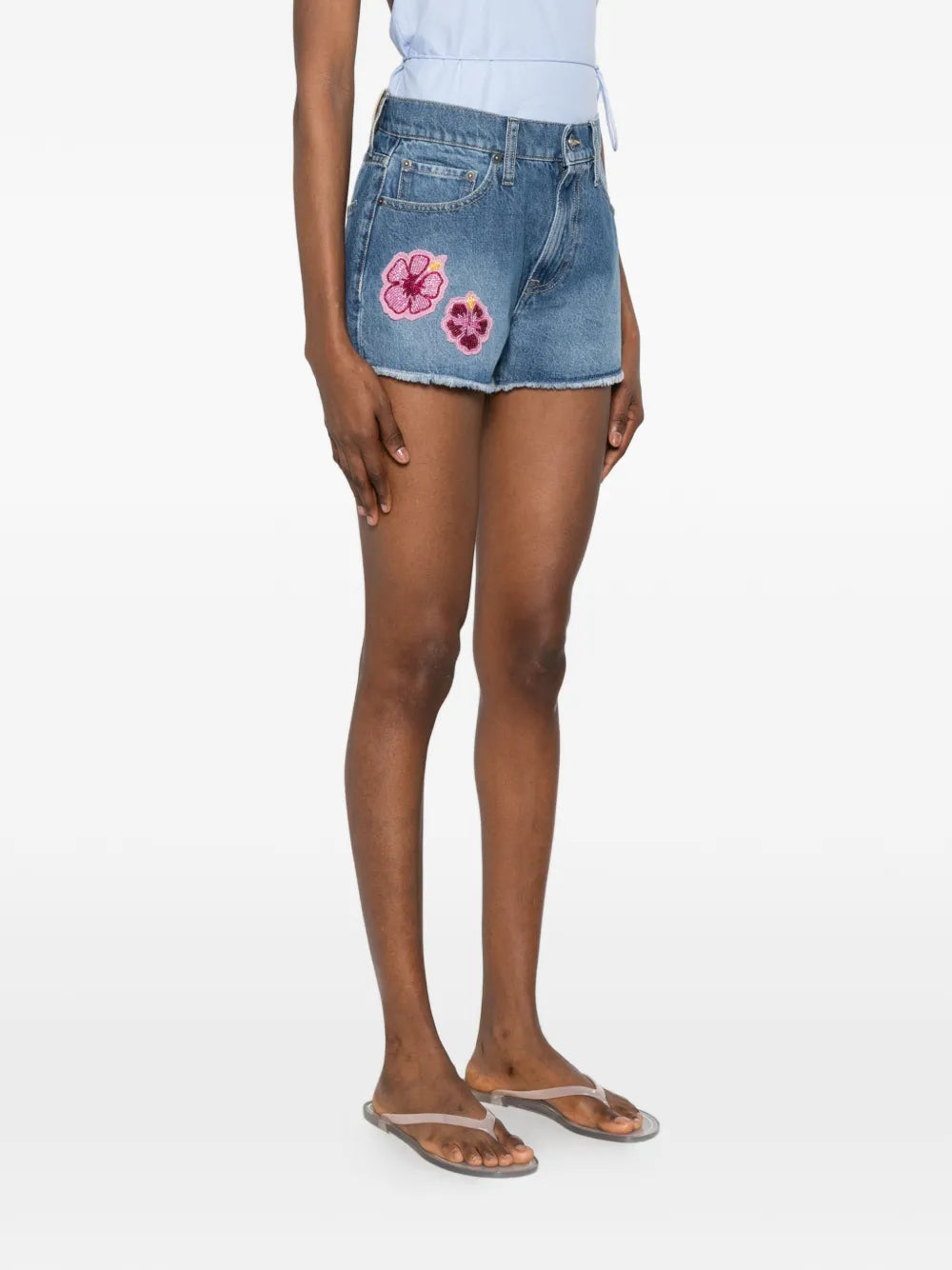 MC2 ST.BARTH SHORT MUSA DENIM "HIBISCUS"