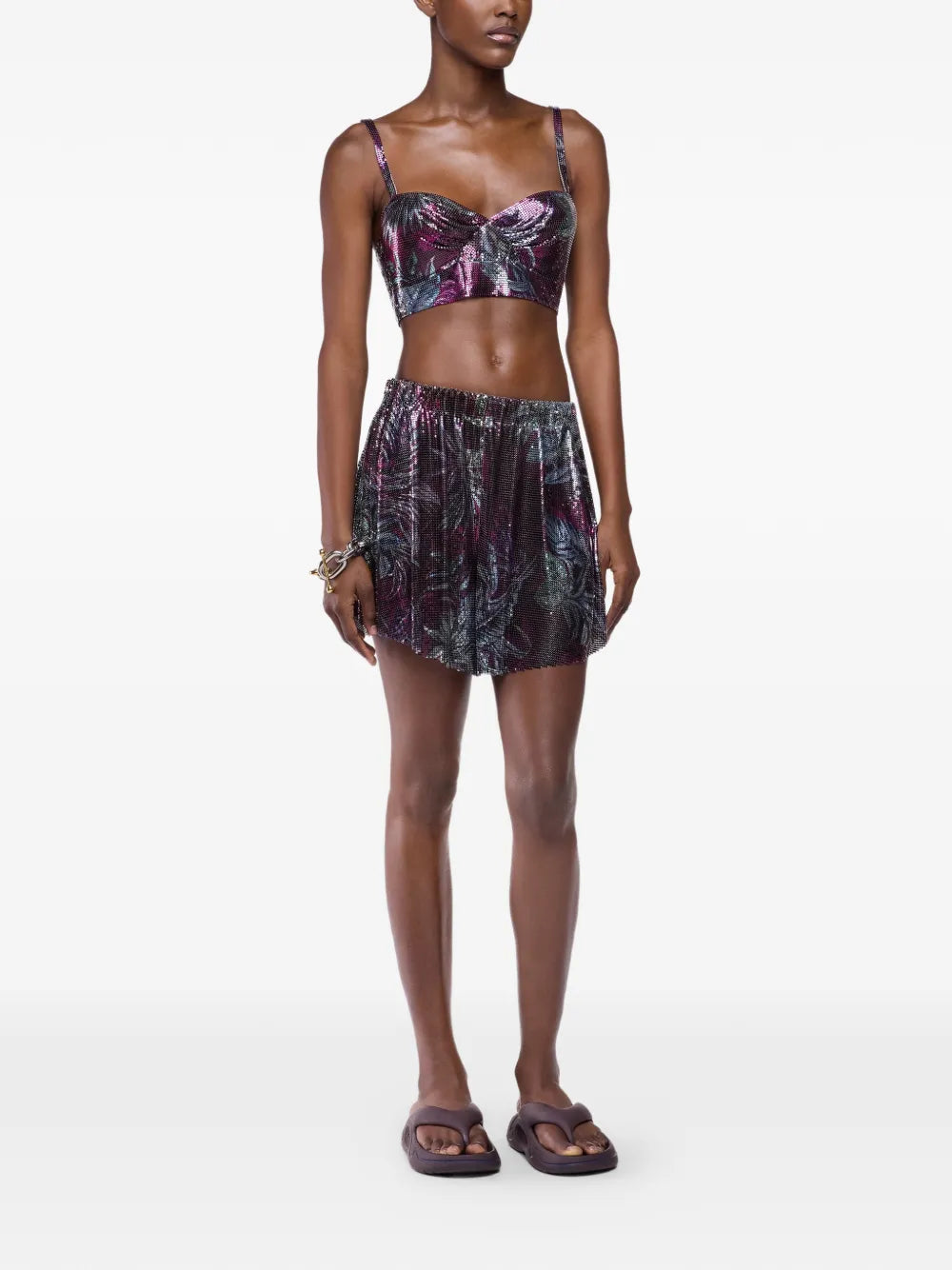 RABANNE SHORT RETE METALLICA BLUE