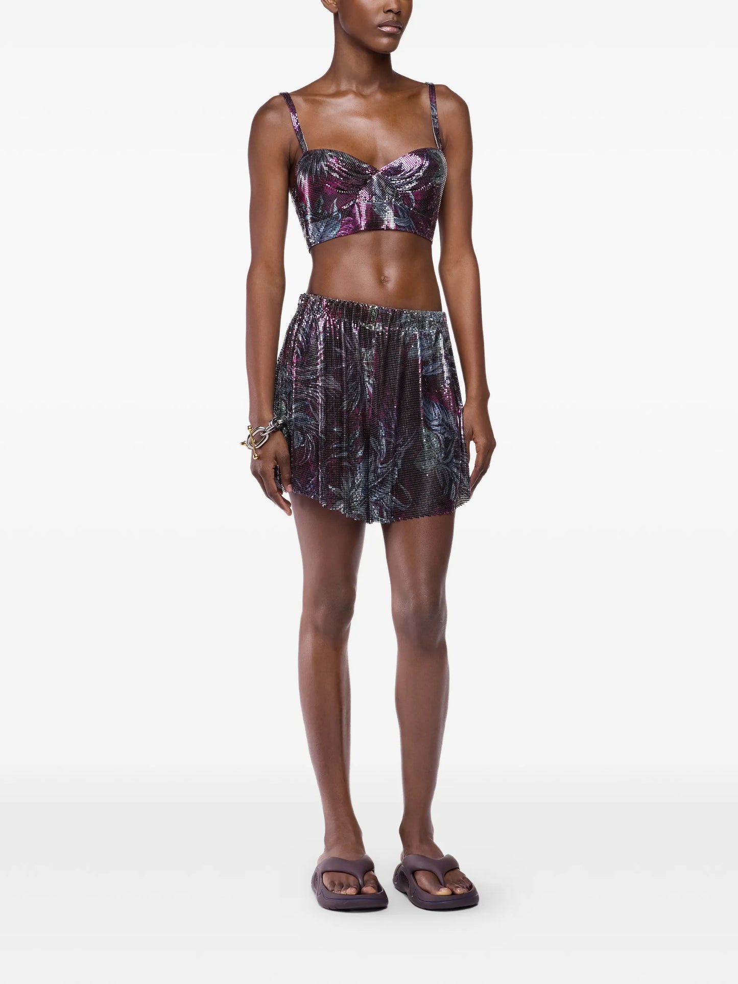 RABANNE SHORT RETE METALLICA BLUE