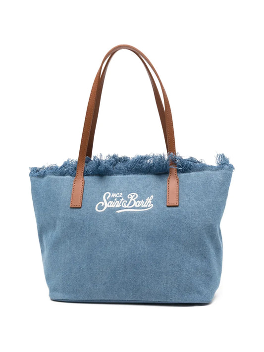 MC2 ST.BARTH BORSA CITY BAG MID FRINGE  DENIM
