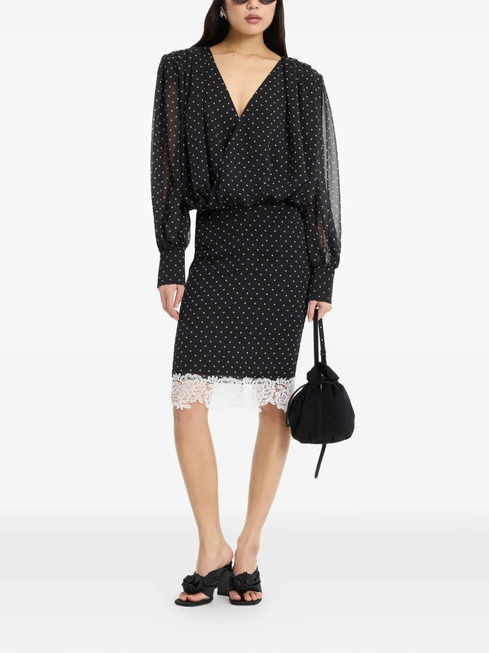 ROTATE CAMICIA LS RUCHES BLACK