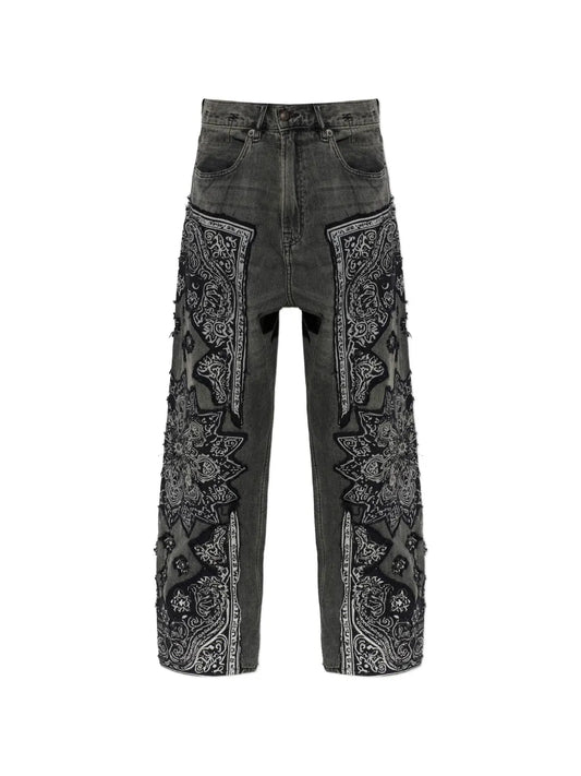 R 13 JEANS BANDANA BLACK