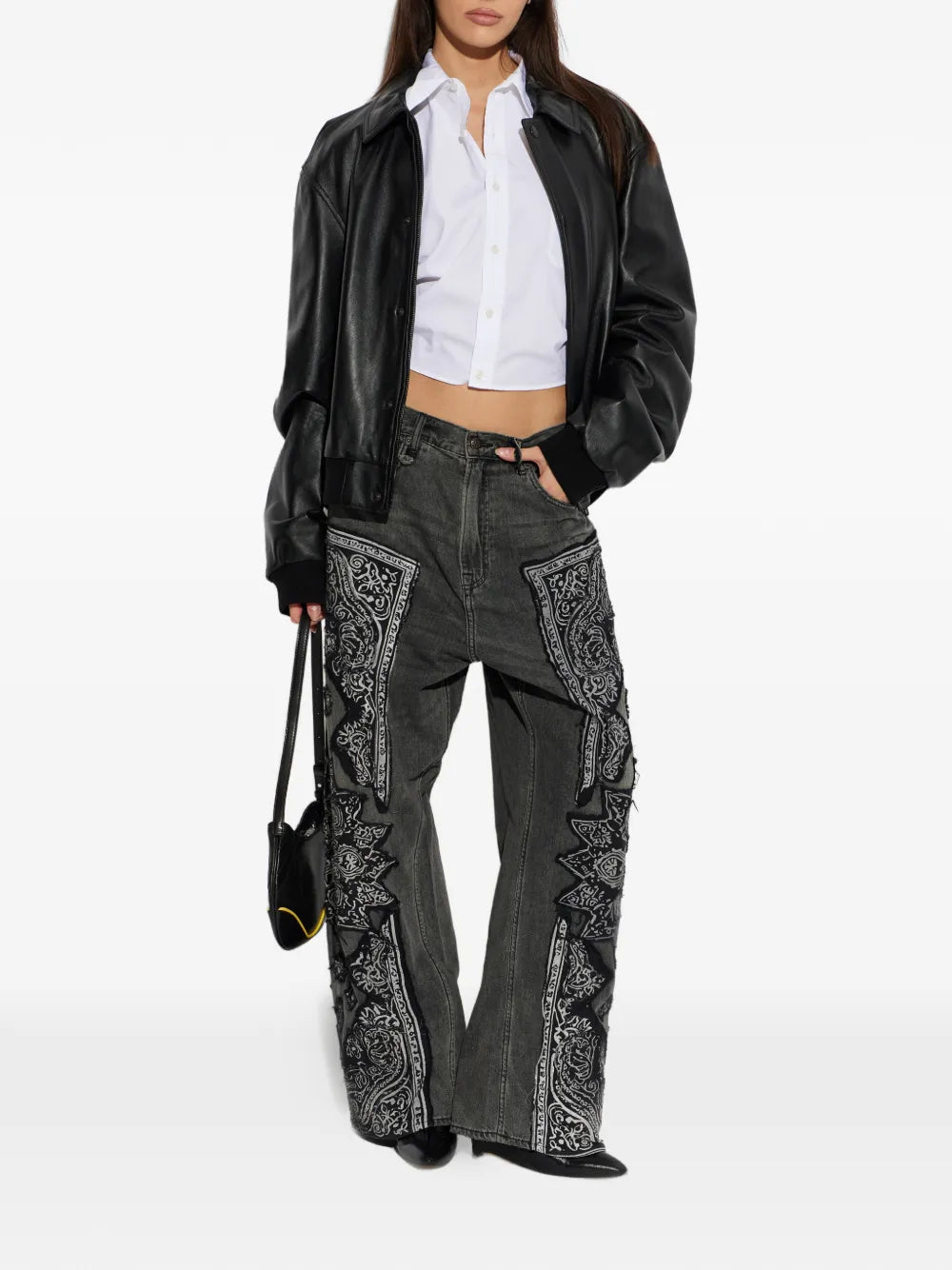 R 13 JEANS BANDANA BLACK