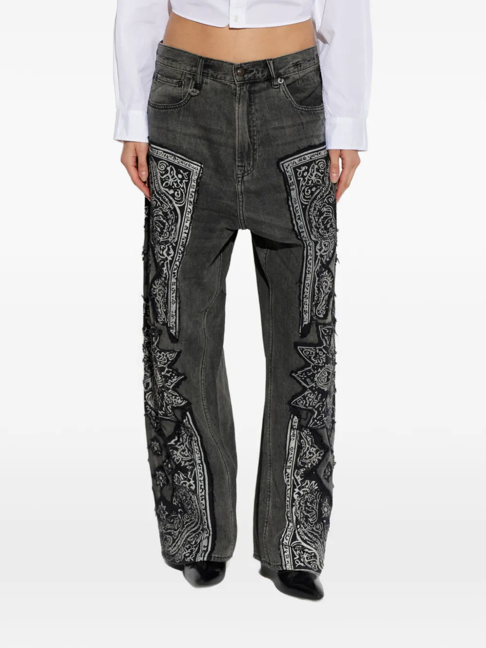 R 13 JEANS BANDANA BLACK
