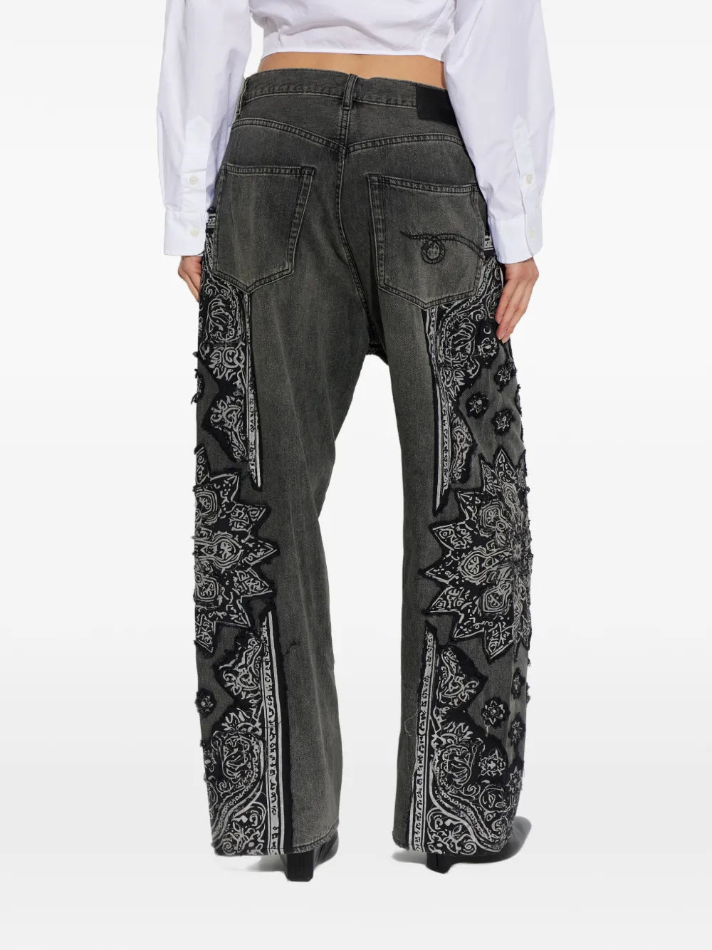 R 13 JEANS BANDANA BLACK