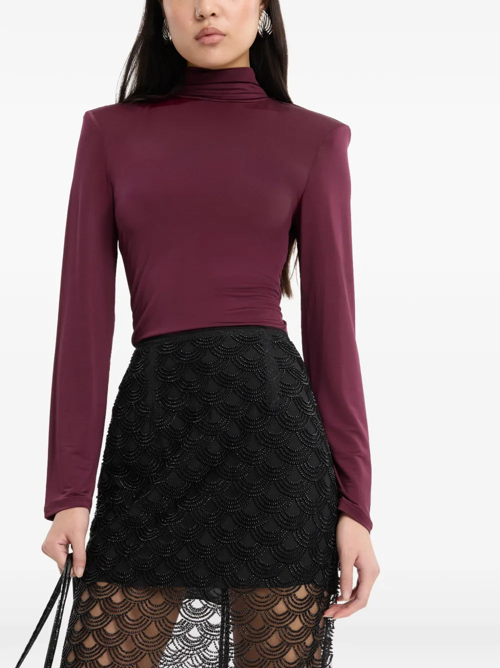 ROTATE MAGLIA COLLO A FIOCCO BORDEAUX