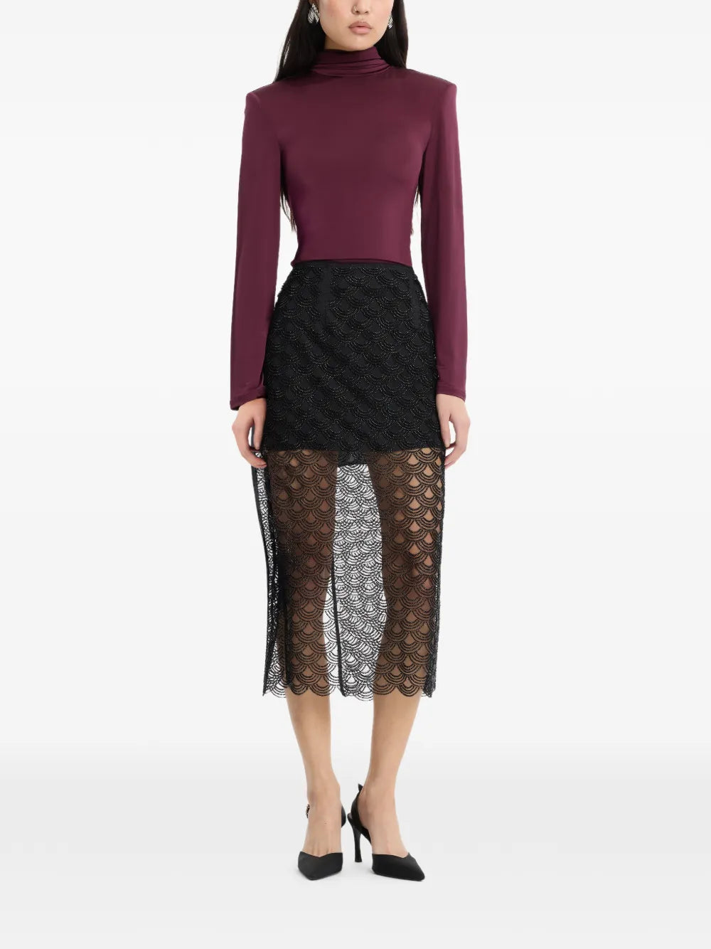 ROTATE MAGLIA COLLO A FIOCCO BORDEAUX