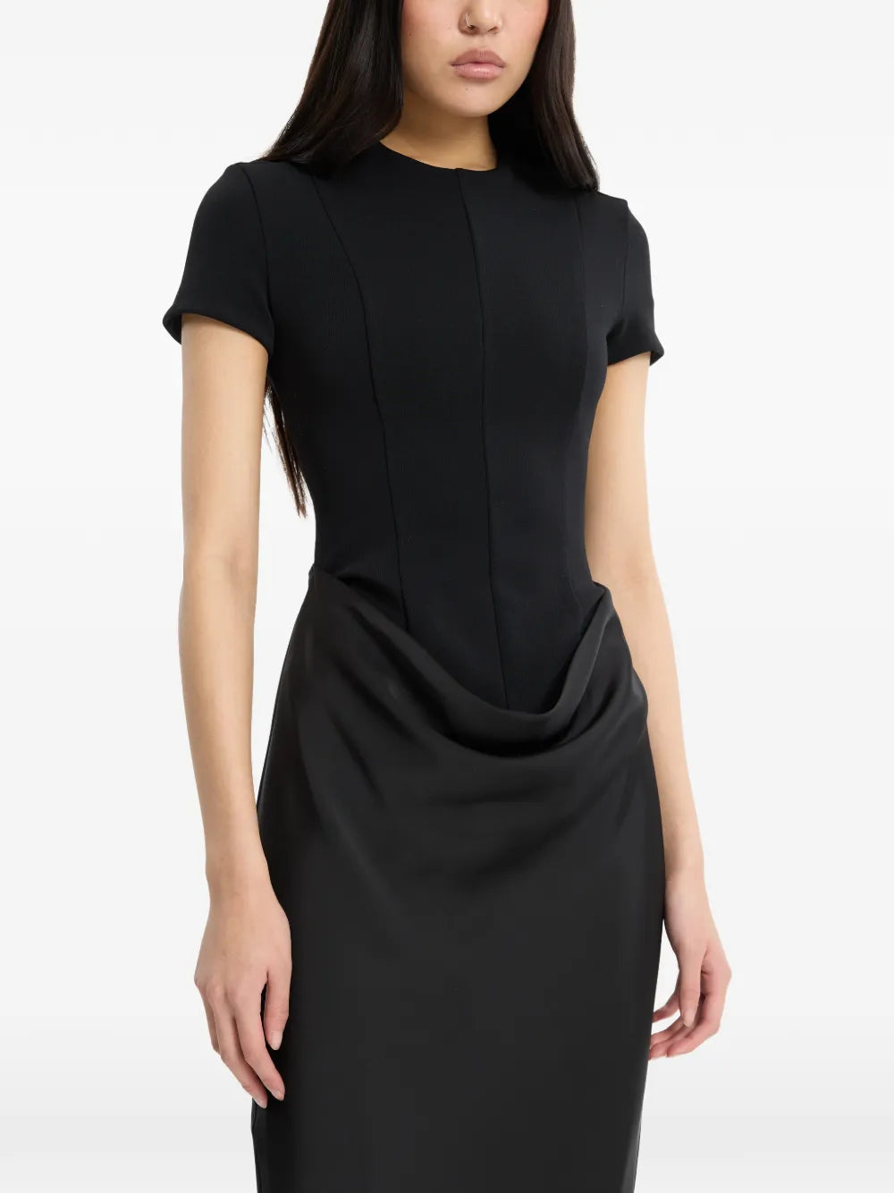 ROTATE ABITO MAXI DRAPPEGGIATO BLACK