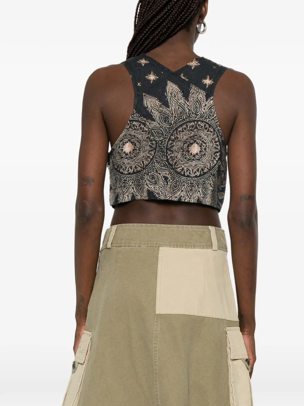 R13 TOP CROP PAISLEY BLACK