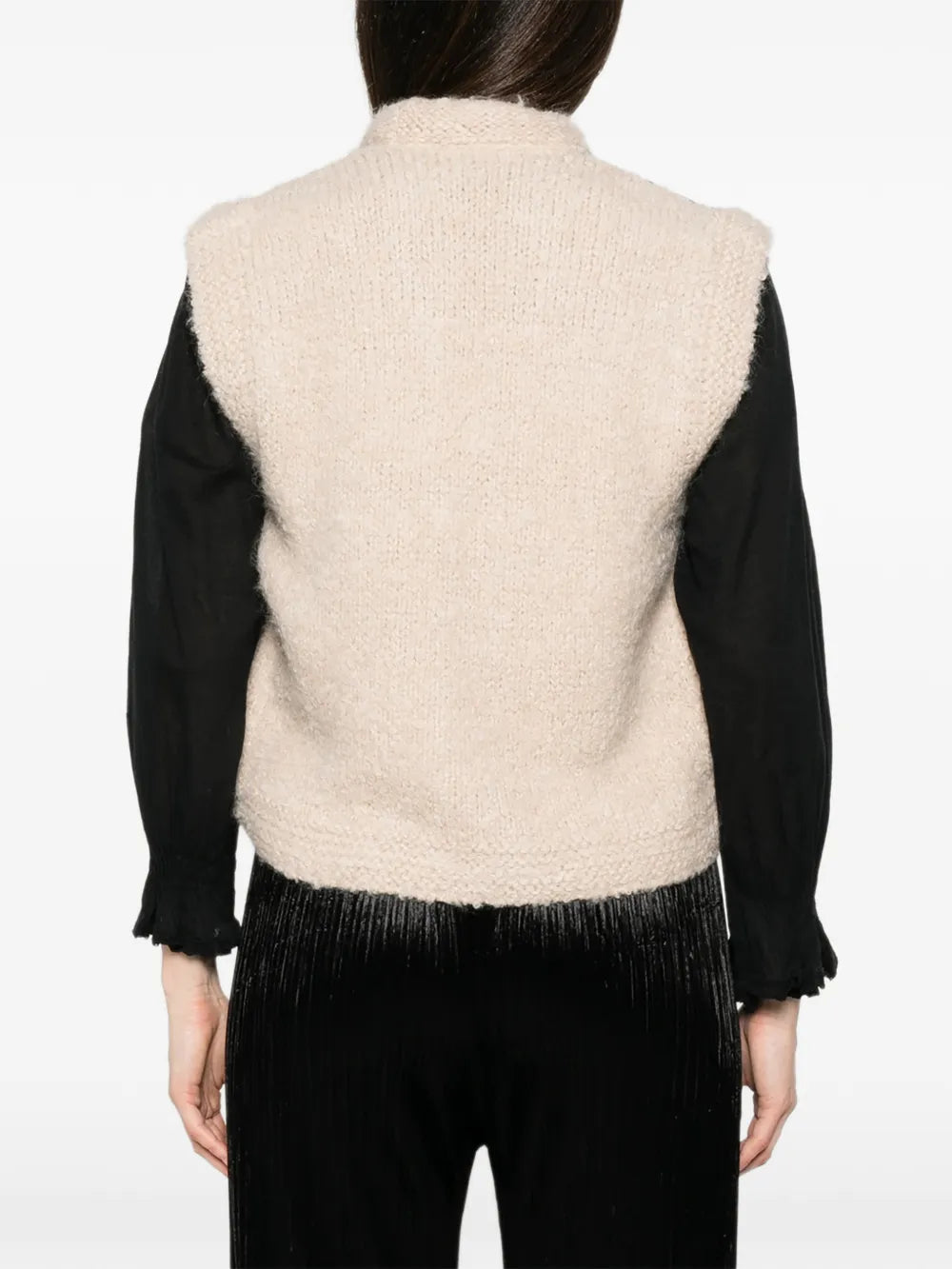 FORTE FORTE GILET JACQUARD CHEVRON NERO