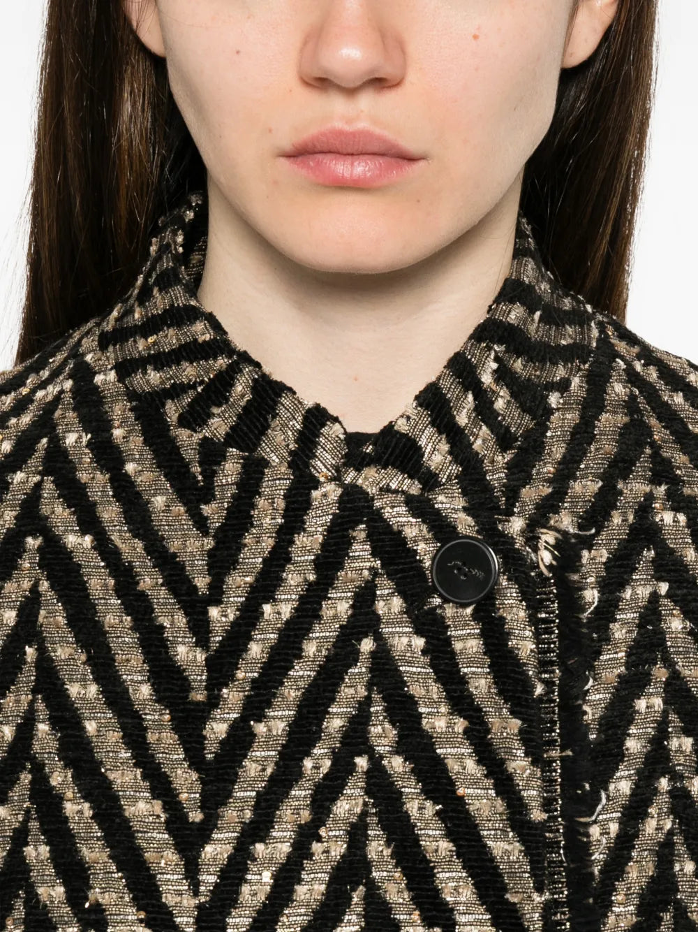 FORTE FORTE CAPPOTTO CORTO CHEVRON NERO