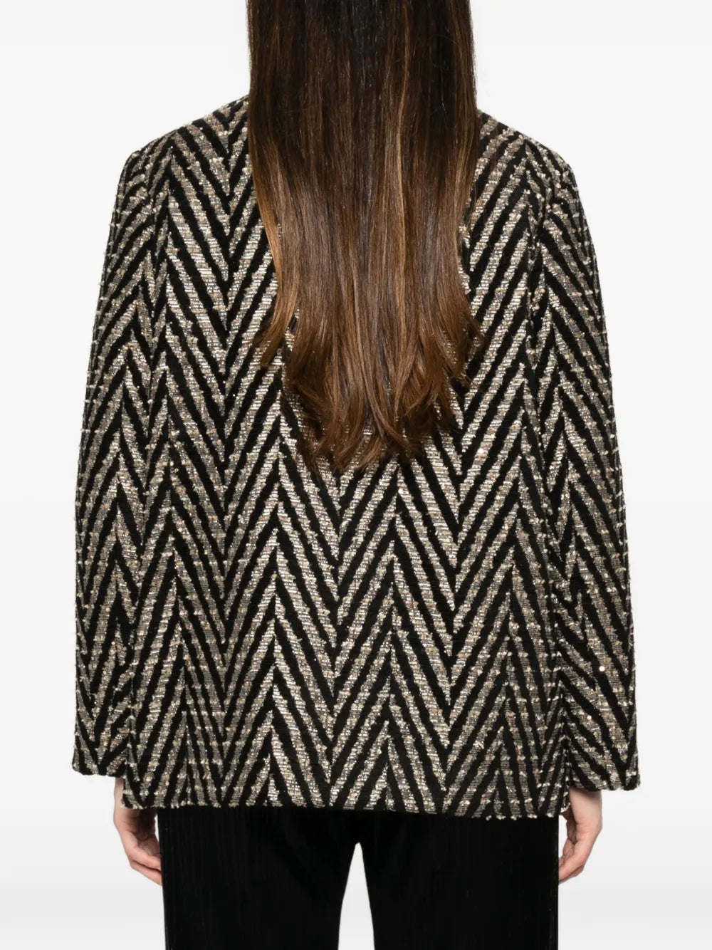 FORTE FORTE CAPPOTTO CORTO CHEVRON NERO