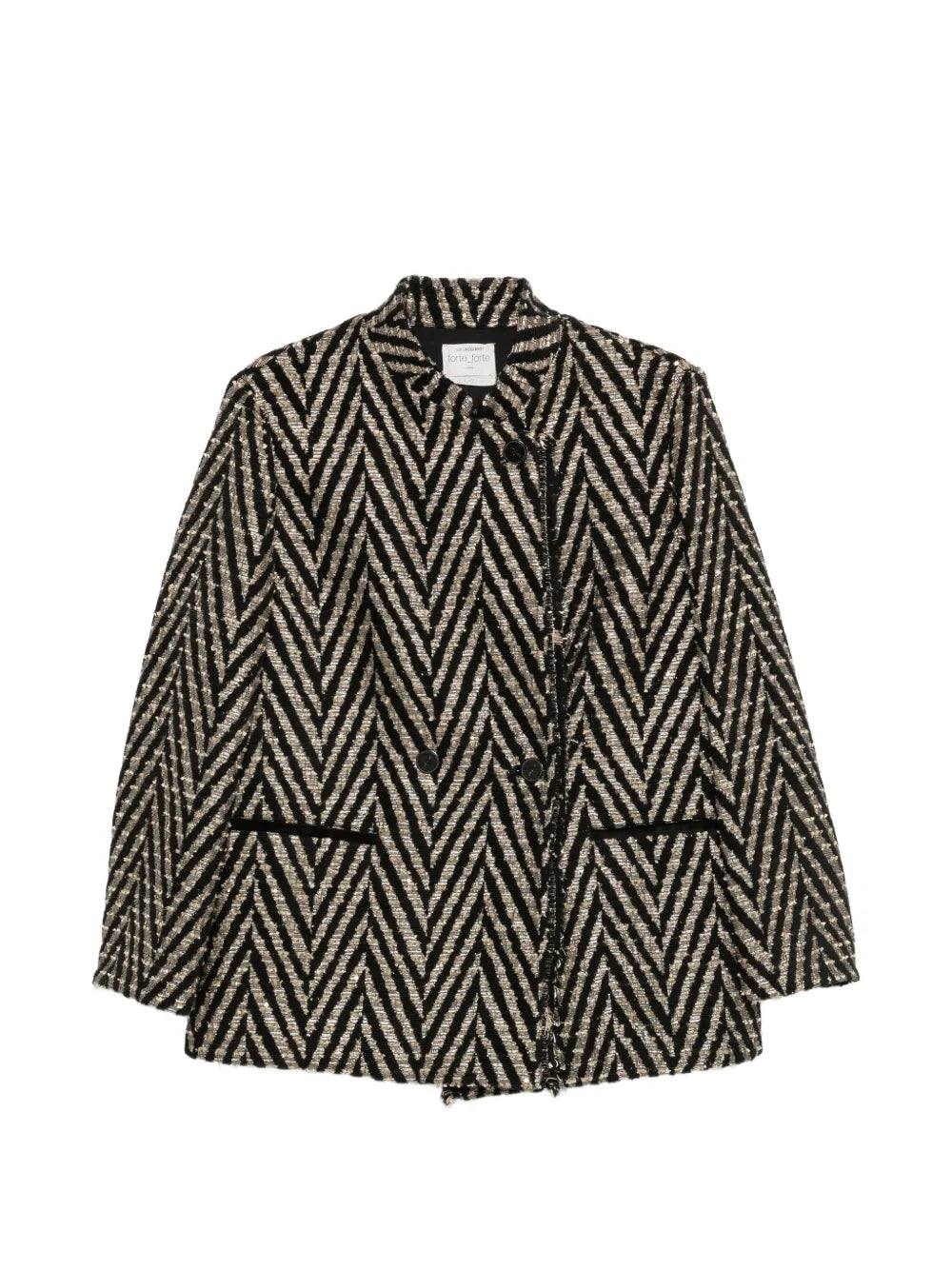 FORTE FORTE CAPPOTTO CORTO CHEVRON NERO
